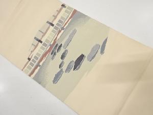 アンティーク　庭園風景模様織り出し袋帯（材料）